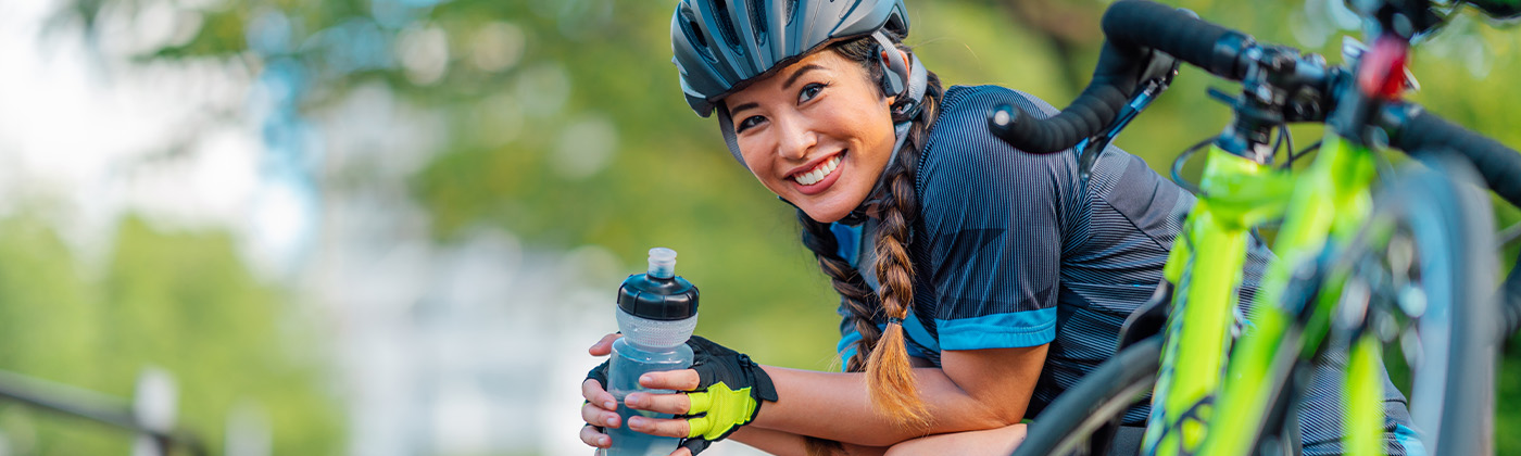 A women near a bike